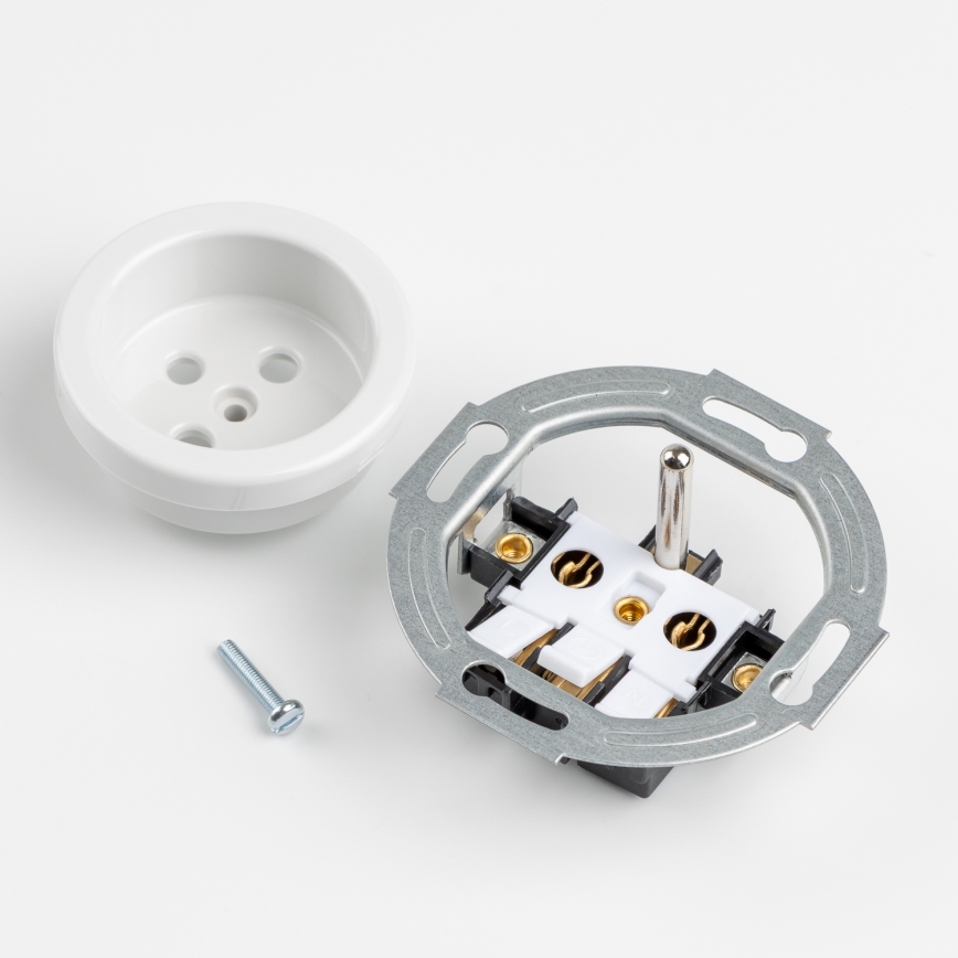 Kliklap - Ретро стенен контакт с рамка 230V снежнобял