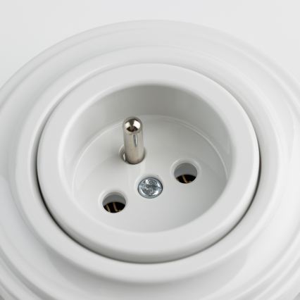 Kliklap - Ретро стенен контакт с рамка 230V снежнобял