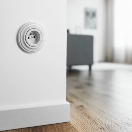 Kliklap - Ретро стенен контакт с рамка 230V снежнобял