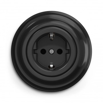 Kliklap - Ретро стенен контакт с рамка SCHUKO 230V/16A, черен