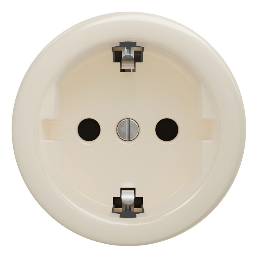 Kliklap - Ретро стенна розетка без рамка SCHUKO 230V/16A бежова