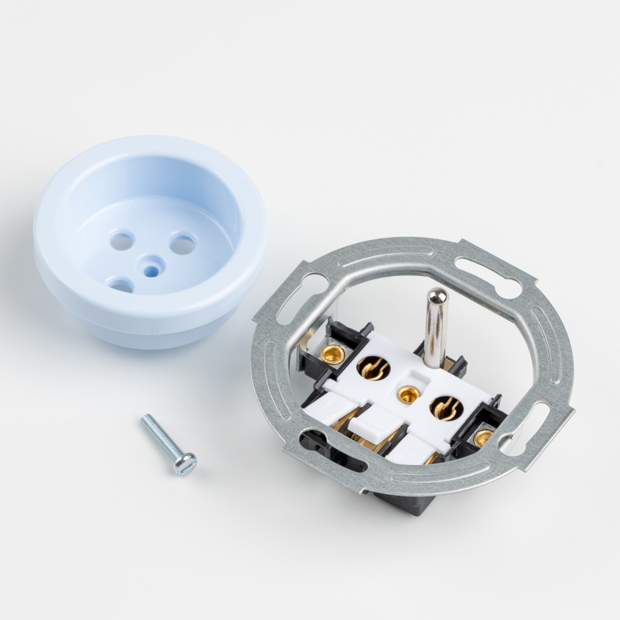 Kliklap - Ретро стенна розетка с рамка 230 V, синя