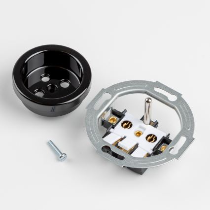 Kliklap - Ретро стенна розетка с рамка 230V черна