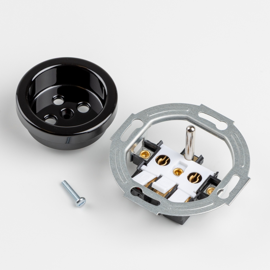 Kliklap - Ретро стенна розетка с рамка 230V черна