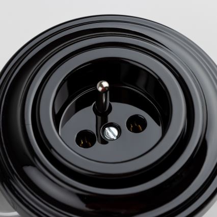 Kliklap - Ретро стенна розетка с рамка 230V черна