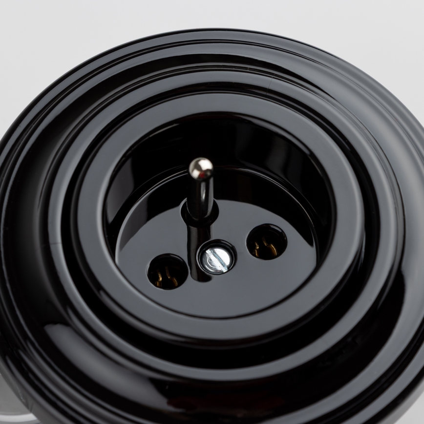 Kliklap - Ретро стенна розетка с рамка 230V черна