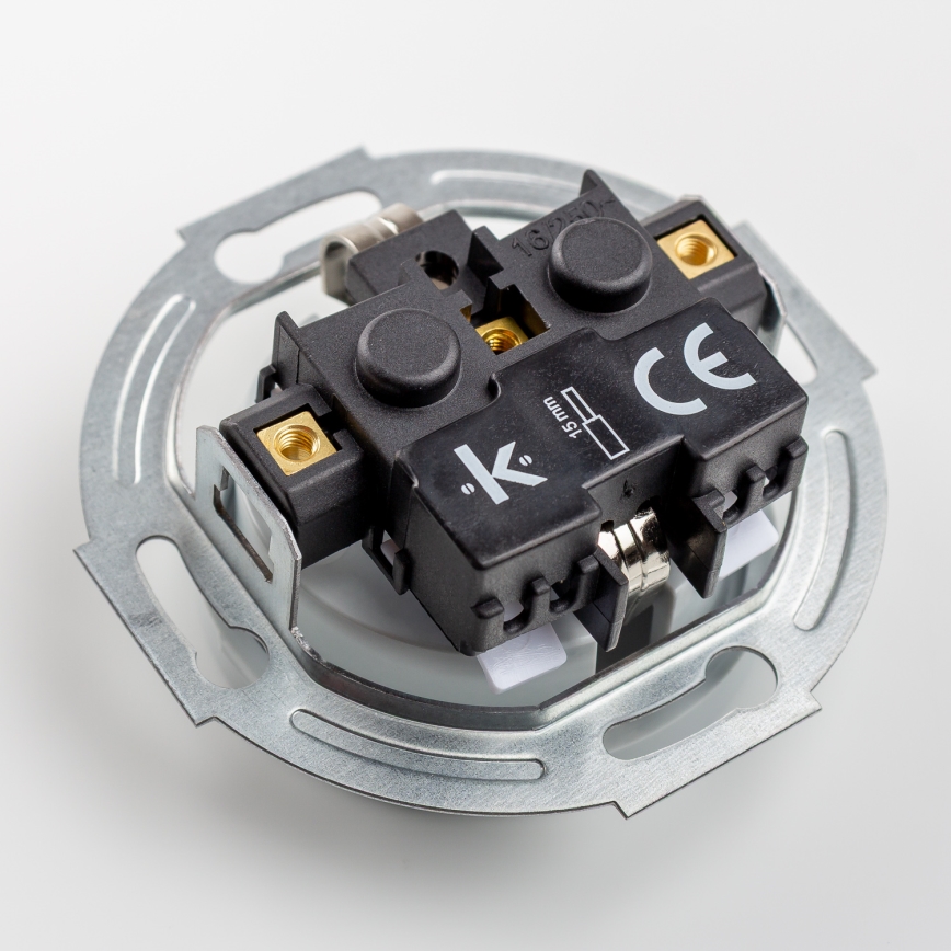 Kliklap - Ретро стенна розетка за домашна употреба с рамка SCHUKO 230V/16A сива