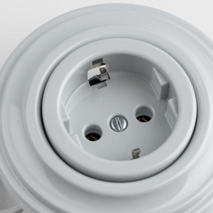 Kliklap - Ретро стенна розетка за домашна употреба с рамка SCHUKO 230V/16A сива