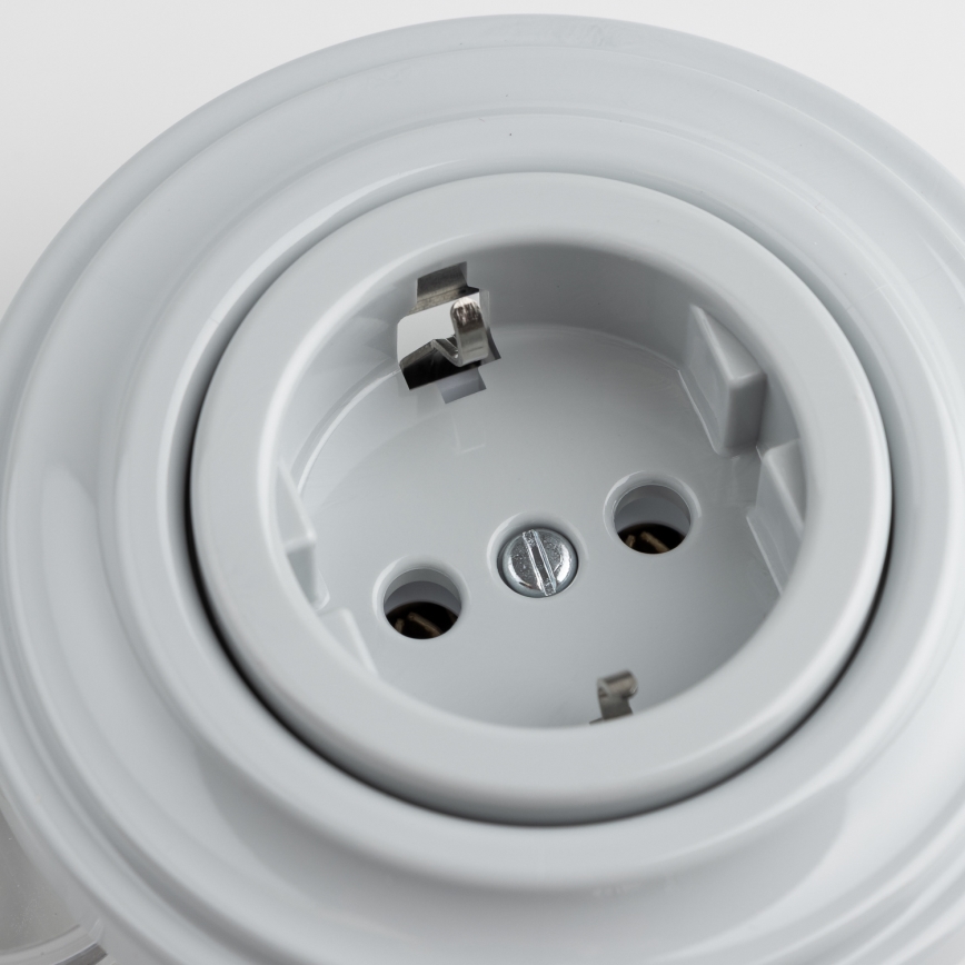 Kliklap - Ретро стенна розетка за домашна употреба с рамка SCHUKO 230V/16A сива
