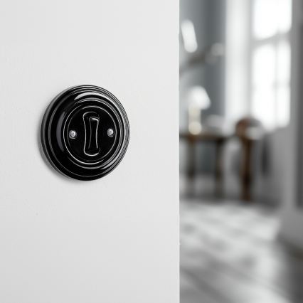 Kliklap - Ретро стълбищен ключ с рамка бр. 6 черен