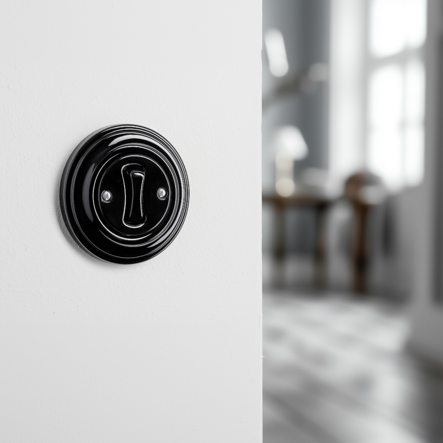 Kliklap - Ретро стълбищен ключ с рамка бр. 6 черен