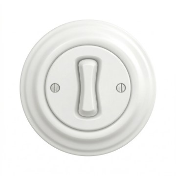 Kliklap - Ретро стълбищен ключ с рамка № 6, снежнобял