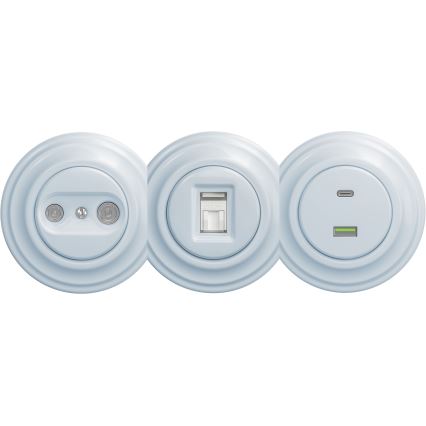 Kliklap - Ретро телевизионна и радио гнездо TV+R (продължително) без рамка, синьо