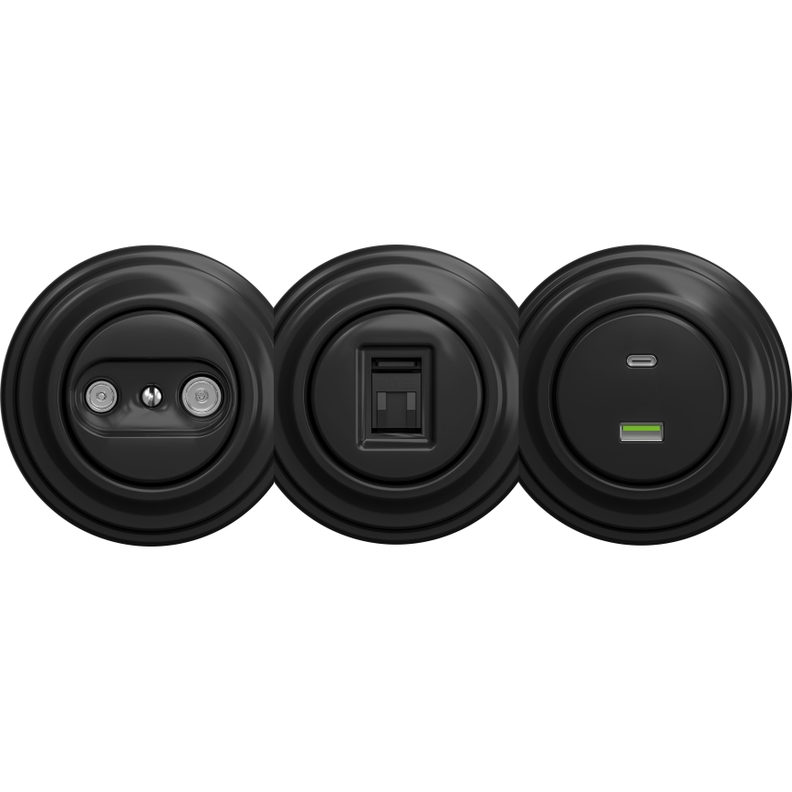 Kliklap - Ретро USB контакт A+C без рамка, черен