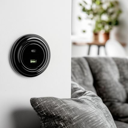 Kliklap - Ретро USB изход A+C с черна рамка