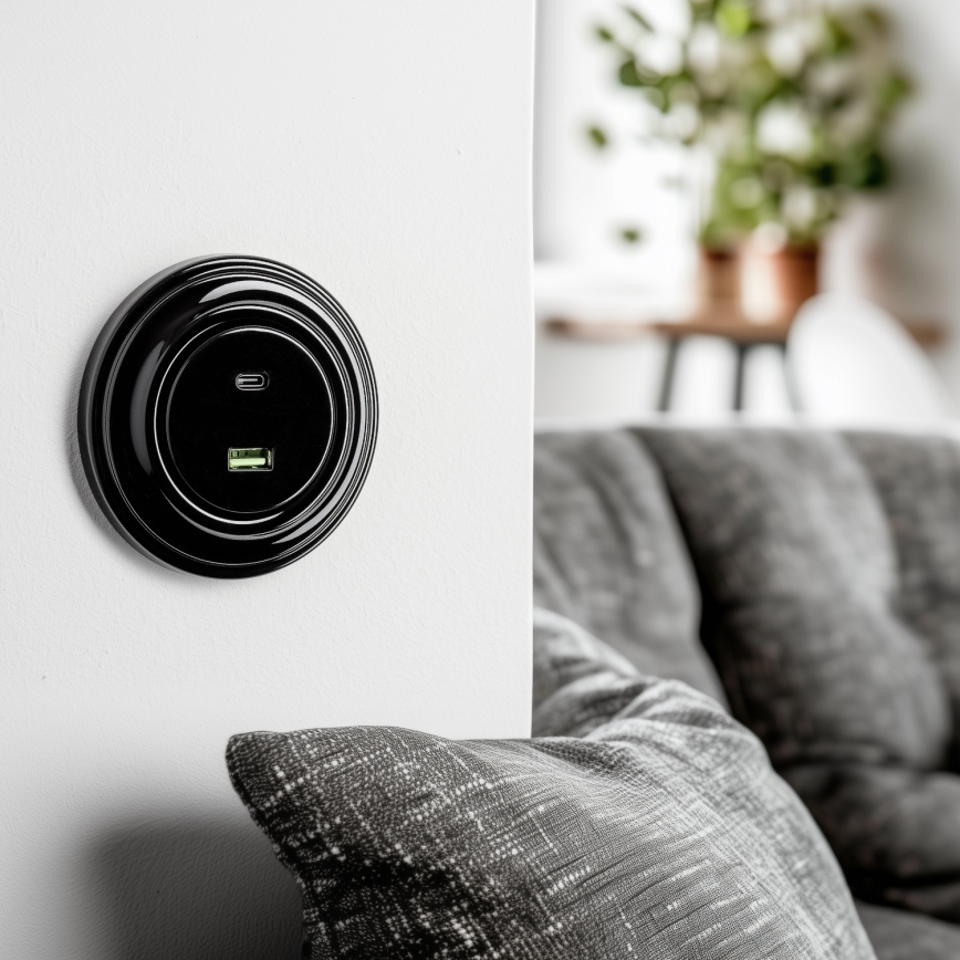 Kliklap - Ретро USB изход A+C с черна рамка