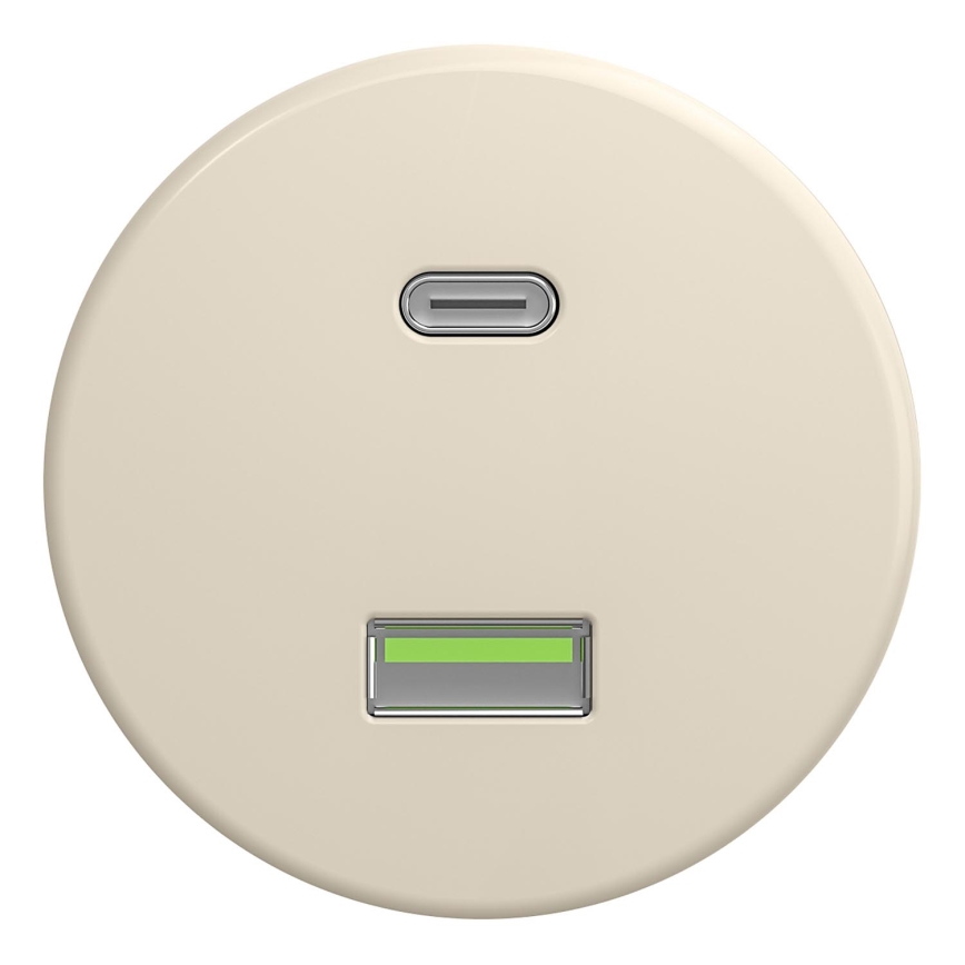 Kliklap - Ретро USB розетка A+C без рамка, бежова