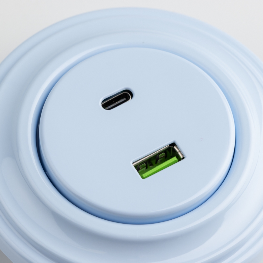 Kliklap - Ретро USB розетка A+C с рамка в синьо