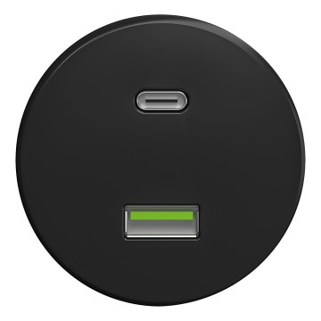 Kliklap - Ретро USB контакт A+C без рамка, черен