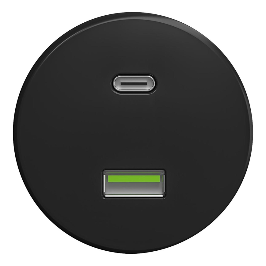 Kliklap - Ретро USB контакт A+C без рамка, черен