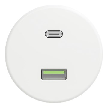 Kliklap - Ретро USB контакт A+C без рамка, снежнобял