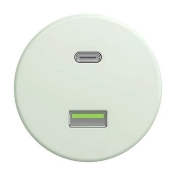 Kliklap - Ретро USB контакт A+C без рамка в ментолово зелено