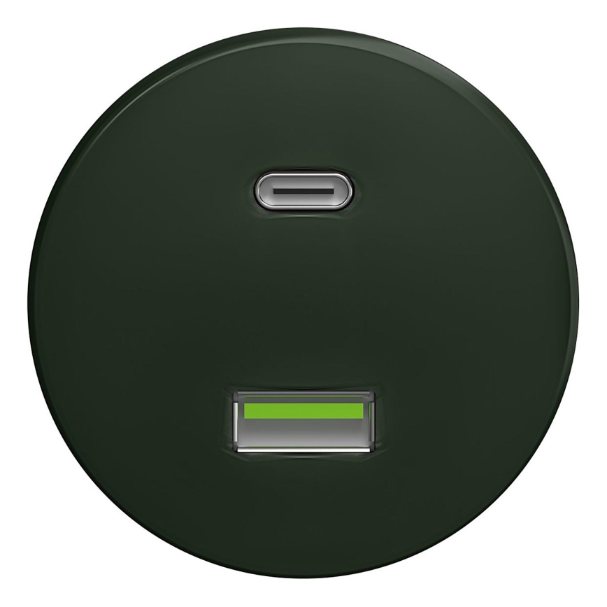 Kliklap - Ретро USB контакт A+C без рамка зелен