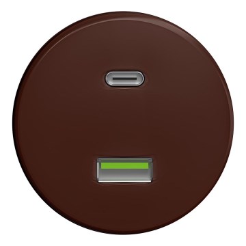 Kliklap - Ретро USB контакт A+C без рамка кафяв