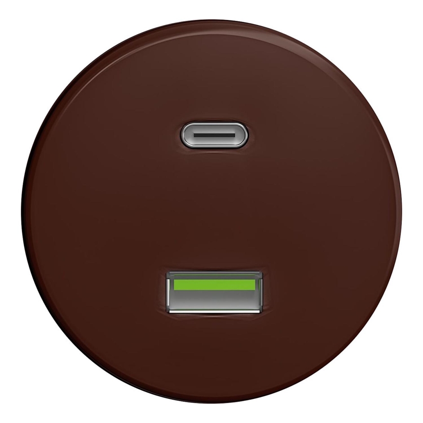 Kliklap - Ретро USB контакт A+C без рамка кафяв