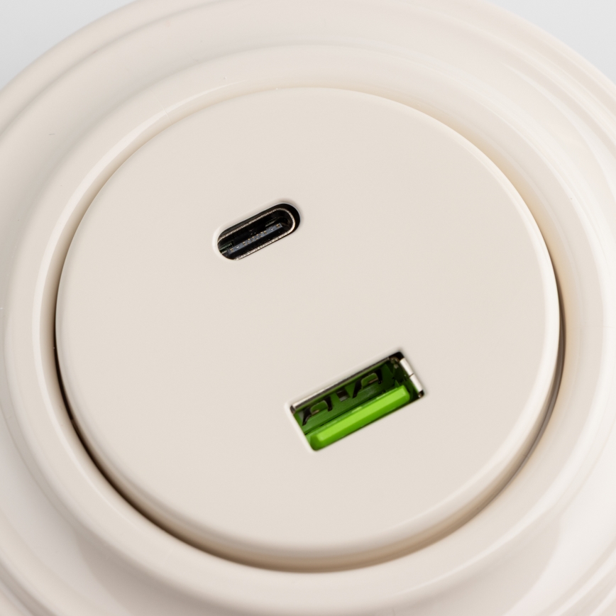 Kliklap - Ретро USB контакт A+C с рамка, бежов