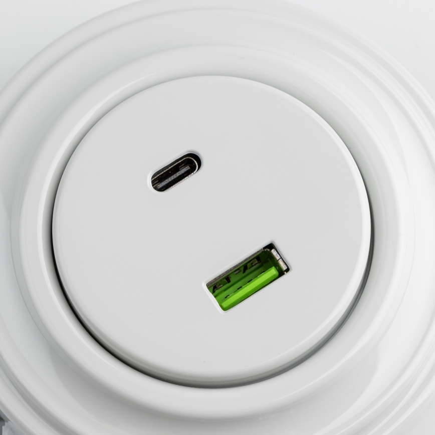 Kliklap - Ретро USB контакт A+C с рамка от бяла керамика
