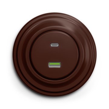 Kliklap - ретро USB контакт A+C с кафява рамка
