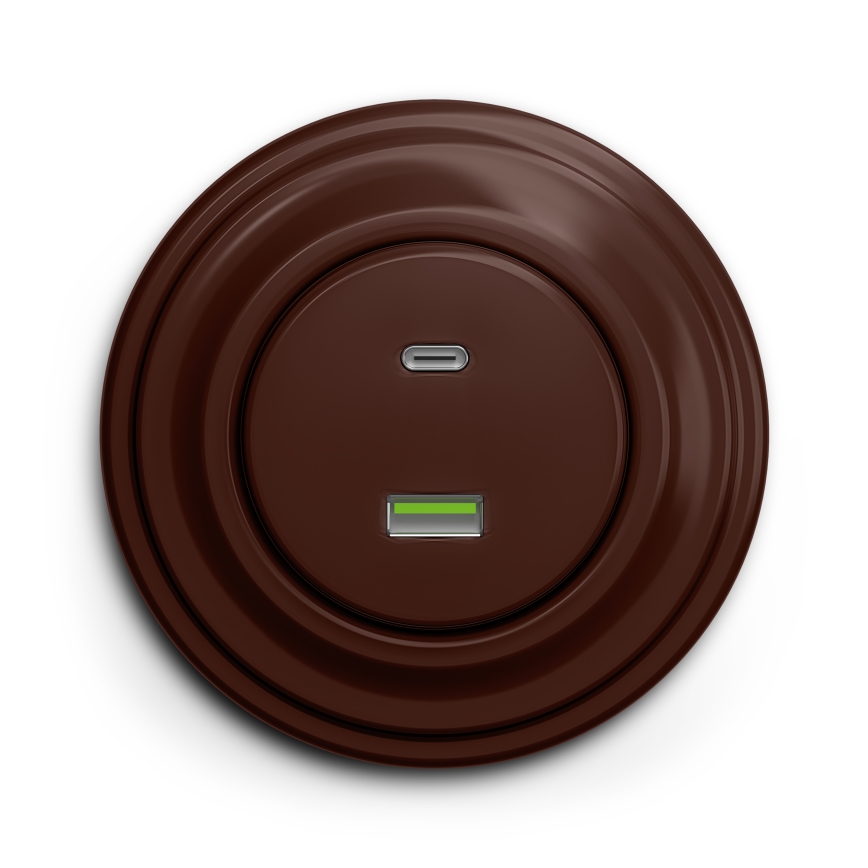 Kliklap - ретро USB контакт A+C с кафява рамка