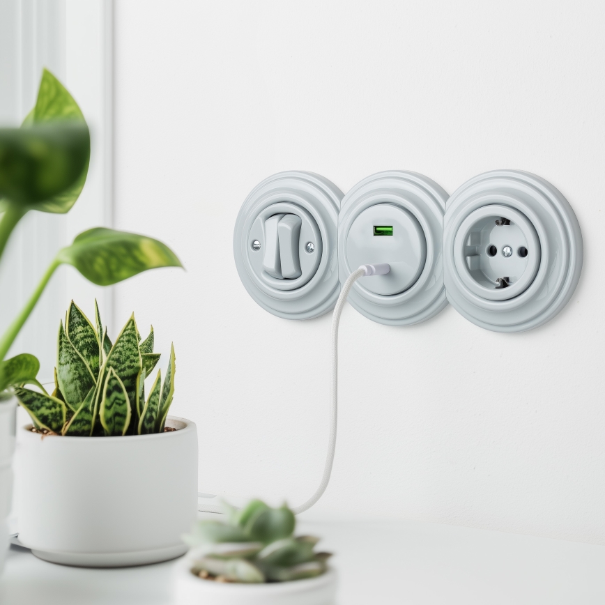 Kliklap - Ретро керамична крайна рамка, бяла