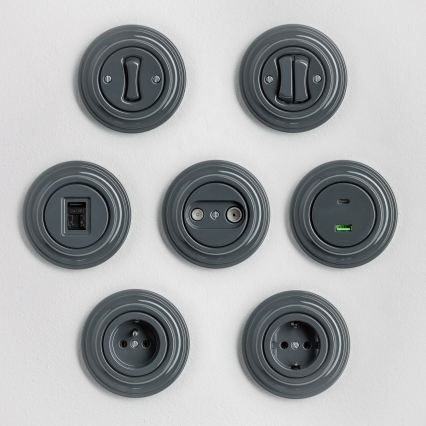 Kliklap - Ретро кръстовиден превключвател с рамка № 7 антрацит