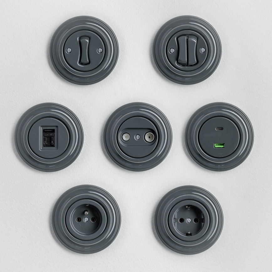 Kliklap - Ретро кръстовиден превключвател с рамка № 7 антрацит