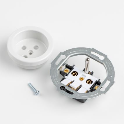 Kliklap - Троен ретро контакт за дома с рамка 230V, снежнобял