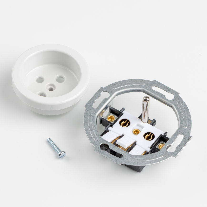 Kliklap - Троен ретро контакт за дома с рамка 230V, снежнобял