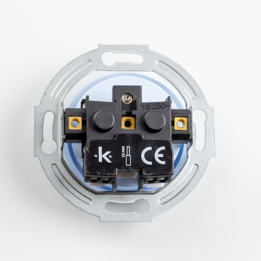 Kliklap - Тройна ретро битова розетка с рамка 230V синя