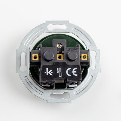 Kliklap - Тройна ретро битова розетка с рамка 230V зелена