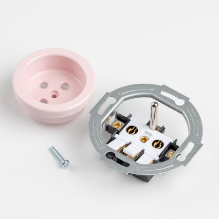 Kliklap - Тройна ретро домашна електрическа розетка с рамка 230V старо-розова