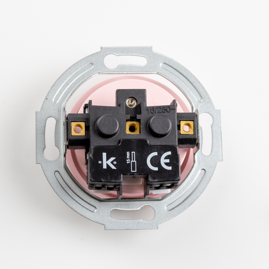 Kliklap - Тройна ретро домашна електрическа розетка с рамка 230V старо-розова