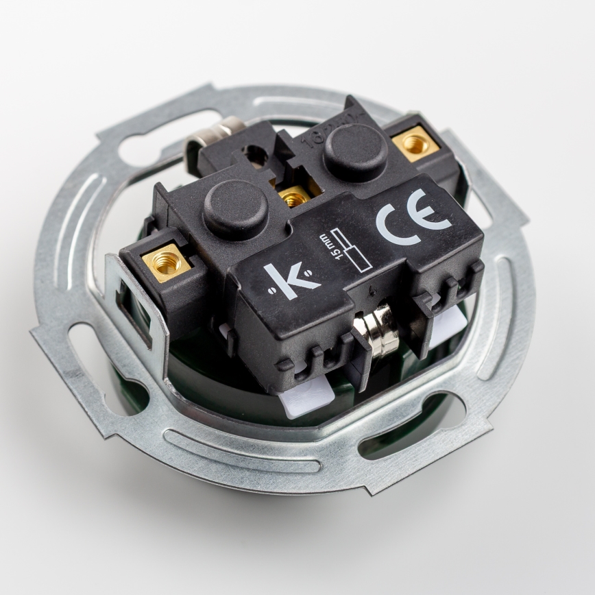 Kliklap - Тройна ретро розетка за дома с рамка SCHUKO 230 V, зелена