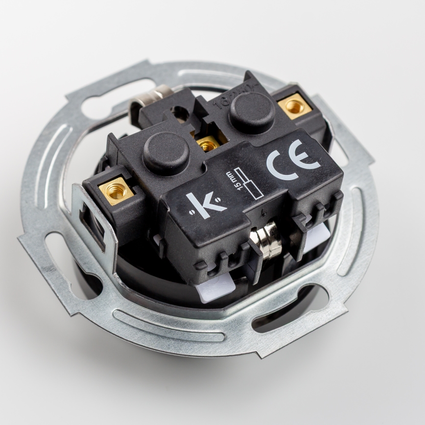 Kliklap - Тройна ретро розетка за домашна употреба с рамка SCHUKO 230V, черна