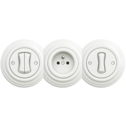 Kliklap - Винтидж домашен контакт без рамка SCHUKO 230V/16A бял