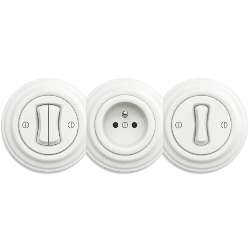 Kliklap - Винтидж домашен контакт без рамка SCHUKO 230V/16A бял