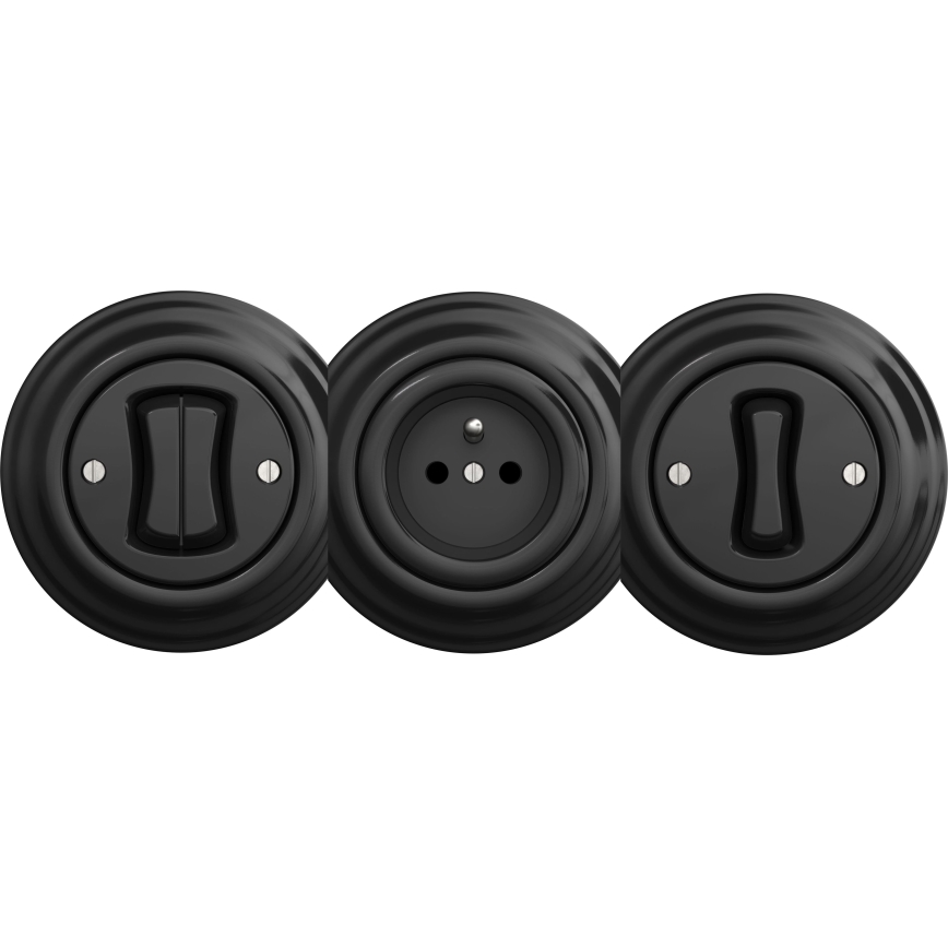 Kliklap - Винтидж домашен контакт без рамка SCHUKO 230V/16A черен