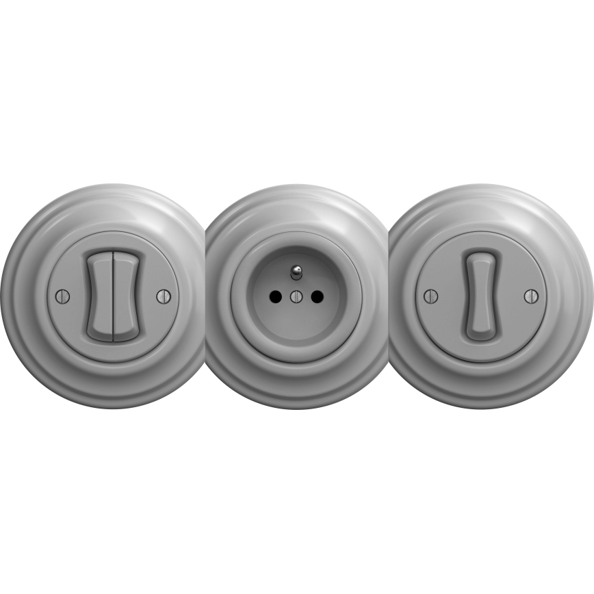 Kliklap - Винтидж домашен контакт без рамка SCHUKO 230V/16A сив