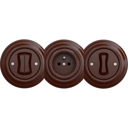 Kliklap - Винтидж домашен контакт без рамка SCHUKO 230V/16A кафяв