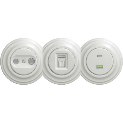 Kliklap - Винтидж телефонно гнездо TV+R (continuous) без рамка бял